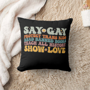 Cojín Decorativo Groovy LGBT Di Gay Protege a los Niños Trans Lee L