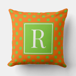 Cojín Decorativo Groovy Lunares - Naranja y Verde Lima