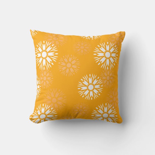 Cojín Decorativo Groovy Naranja Daisy Flower Retro Patrón floral (Anverso)