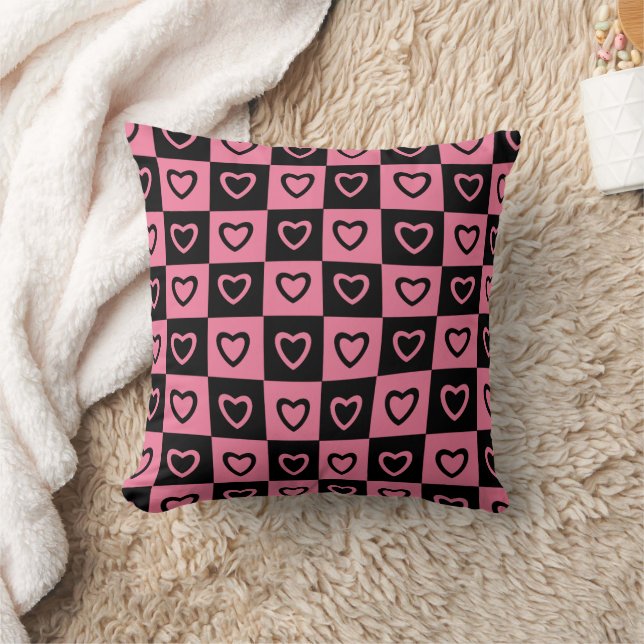 Cojín Decorativo Groovy psicodélico Retro corazón Cuadros, (Manta)