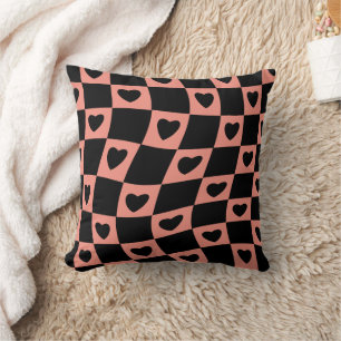 Cojín Decorativo Groovy psicodélico Retro corazón Cuadros,
