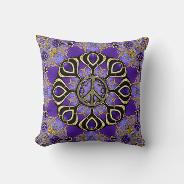 Cojín Decorativo Groovy Purple Peace Mandala (Anverso)
