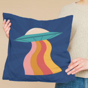 Cojín Decorativo Groovy Retro Alien Spaceship Rainbow