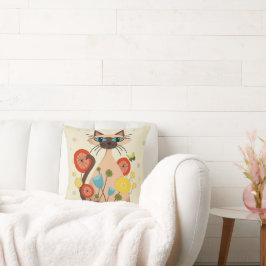 Cojín decorativo Groovy Retro Cat (Moderno De Medi