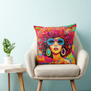 Cojín Decorativo Groovy Retro Moda Floral Pop Art