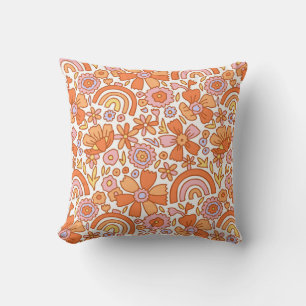 Cojín Decorativo Groovy Retro Naranja Florals