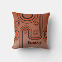 Groovy Retro Naranja quemado de diseño lineal de l