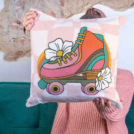 Cojín Decorativo Groovy Retro Roller Skate 60 Hippie Arcoiris