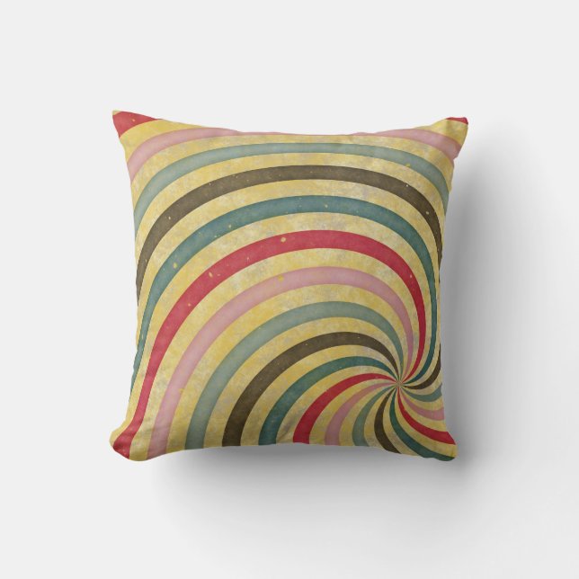 Cojín Decorativo Groovy Retro Spiral Sunbeam Ray Swirl (Anverso)