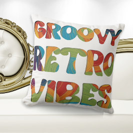 Cojín Decorativo Groovy Retro Vibes Hippie Multicolor reversible
