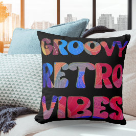 Cojín Decorativo Groovy Retro Vibes Hippie Multicolor Texto negro