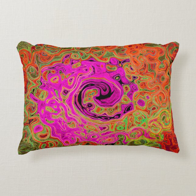 Cojín Decorativo Groovy Rosado Caliente Resumen Remoto Líquido (Anverso)