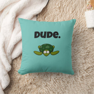 Cojín Decorativo Groovy Sea Turtle Personalizado, Funny Ocean "Dude