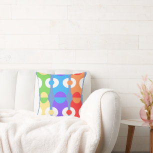 Cojín Decorativo Groovy Vibes colorido caos geométrico