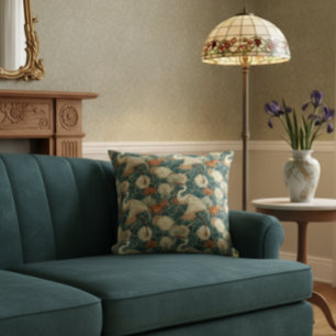 Cojín Decorativo Grúas Art Nouveau Verde