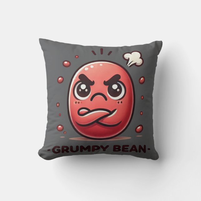 Cojín Decorativo Grumpy Bean - El Moody Little Bean (Anverso)
