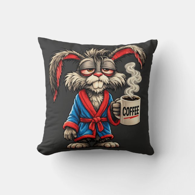 Cojín Decorativo Grumpy Bunny Coffee Funny T-Shirt (Anverso)