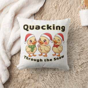 Cojín Decorativo Gruñendo a través de la nieve Pato Kawaii Divert