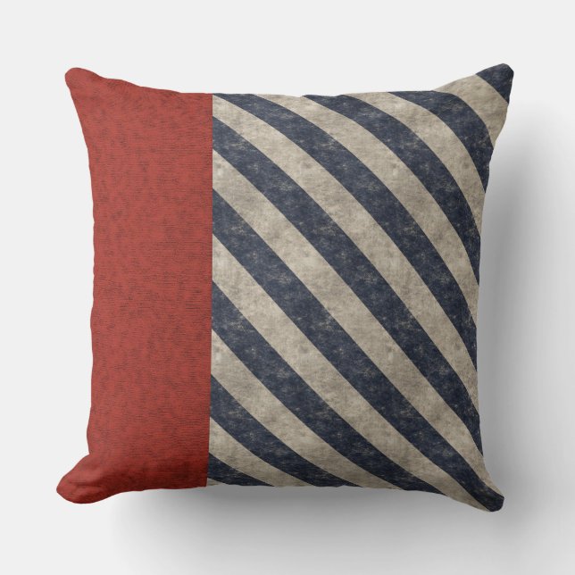 Cojín Decorativo Grunge blanco y azul rojo americana (Anverso)