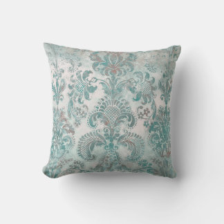 Cojín Decorativo Grunge Damask Aqua Mint Blue Blush Pink