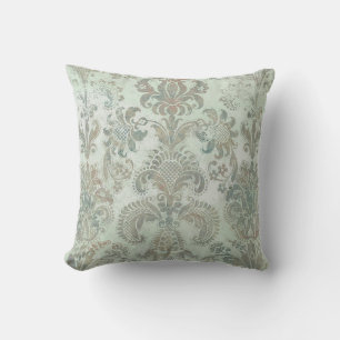 Cojín Decorativo Grunge Damask Huevo de Pato Azul Sage Verde