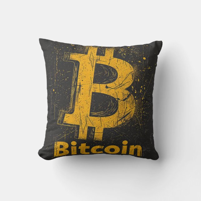 Cojín Decorativo Grunge decorative Bitcoin logo blockchain Design (Anverso)