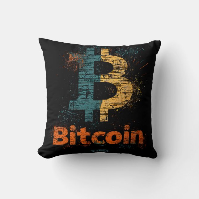 Cojín Decorativo Grunge decorative Bitcoin logo blockchain Design (Anverso)