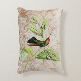 Cojín Decorativo Grunge Throated ardiente del vintage del colibrí