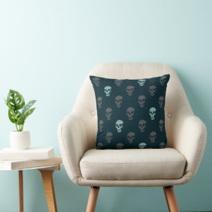 Cojín Decorativo Grungy Cráneo anatómico Polkadots menta marina gri