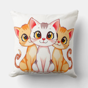 Cojín Decorativo Grupo adorable de gatos de dibujos animados con oj