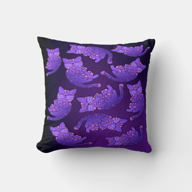 Cojín Decorativo Grupo Cute Purple Neon Kitten (Anverso)