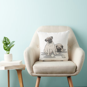 Cojín Decorativo Grupo de dibujos animados de pug