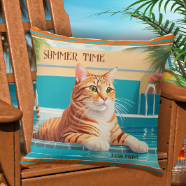 Cojín Decorativo Grupo de gatos de jengibre divertidos en verano