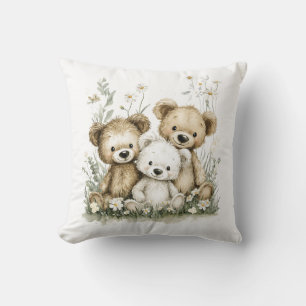 Cojín Decorativo Grupo de ositos de acuarela adorables