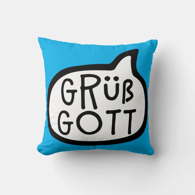 Cojín Decorativo Grüß Gott, Alemán, Baviera, Austria, Hola (Anverso)