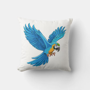 Cojín Decorativo Guacamayo azul volando