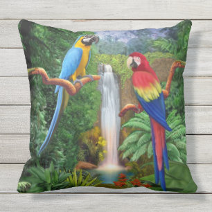 Cojín Decorativo Guacamayos Loros Tropicales