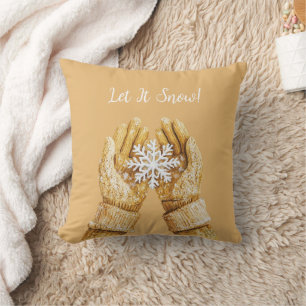 Cojín Decorativo Guantes de Navidad Copo de Nieve Manos de Oro Amar
