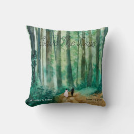 Cojín Decorativo Guardar el paisaje de bosques de acuarela de fecha