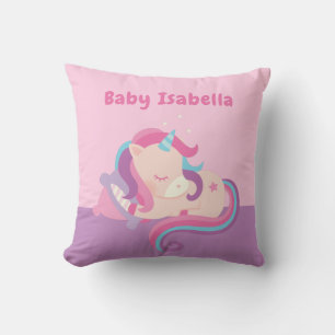 Cojín Decorativo Guardería de niña unicornio dormido lindo