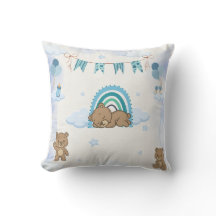 Guardería de osito de peluche azul durmiendo