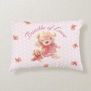 Cojín Decorativo Guardería de osito de peluche vintage rosa claro