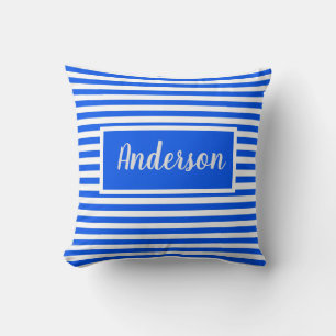 Cojín Decorativo Guardería personalizada azul y blanco