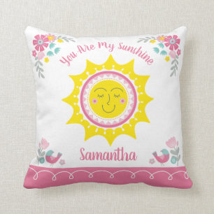 Cojín Decorativo Guardería Personalizada Sunshine Cute Amarillo Ros
