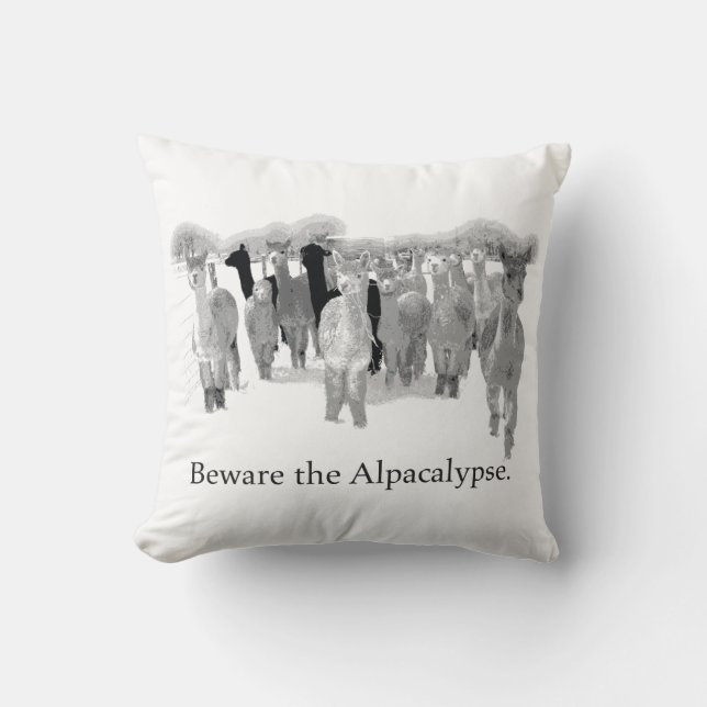Cojín Decorativo Guárdese del Alpacalypse - retruécano divertido (Anverso)