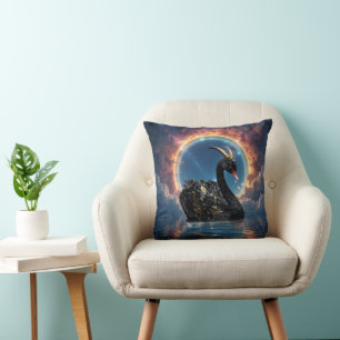 Cojín Decorativo Guardián Celestial Cisne Negro del Velo de Fuego L