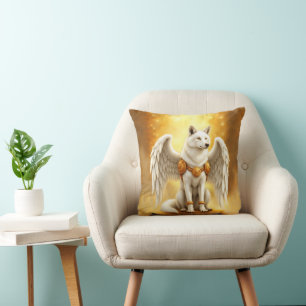 Cojín Decorativo Guardián del Amanecer – El Lobo Alado Blanco.
