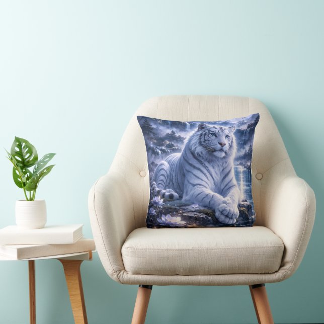 Cojín Decorativo Guardian White Tiger – Silent Strength and Gentle  (Silla)