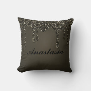 Cojín Decorativo Guay, asombroso, Black Sparkly, con tu nombre