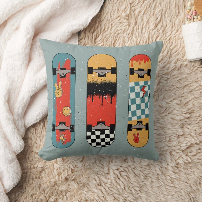 Cojín Decorativo Guay azul para el patineta retro (Manta)